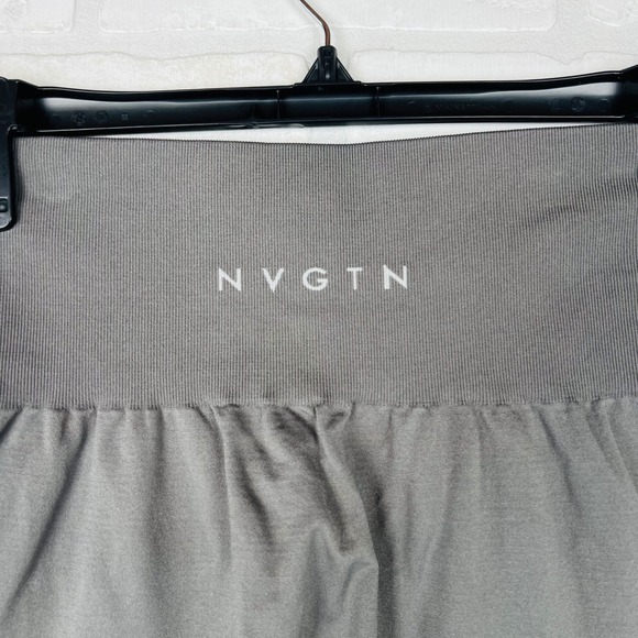 NVGTN Seamless Leggings Gray Ribbed High Waisted Workout Athleisure Size S - Picture 7 of 12